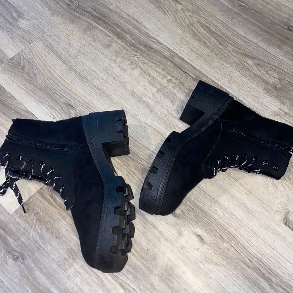 Black Suede Moto Boot